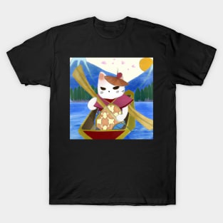 Ukiyo-e cat in canoe T-Shirt